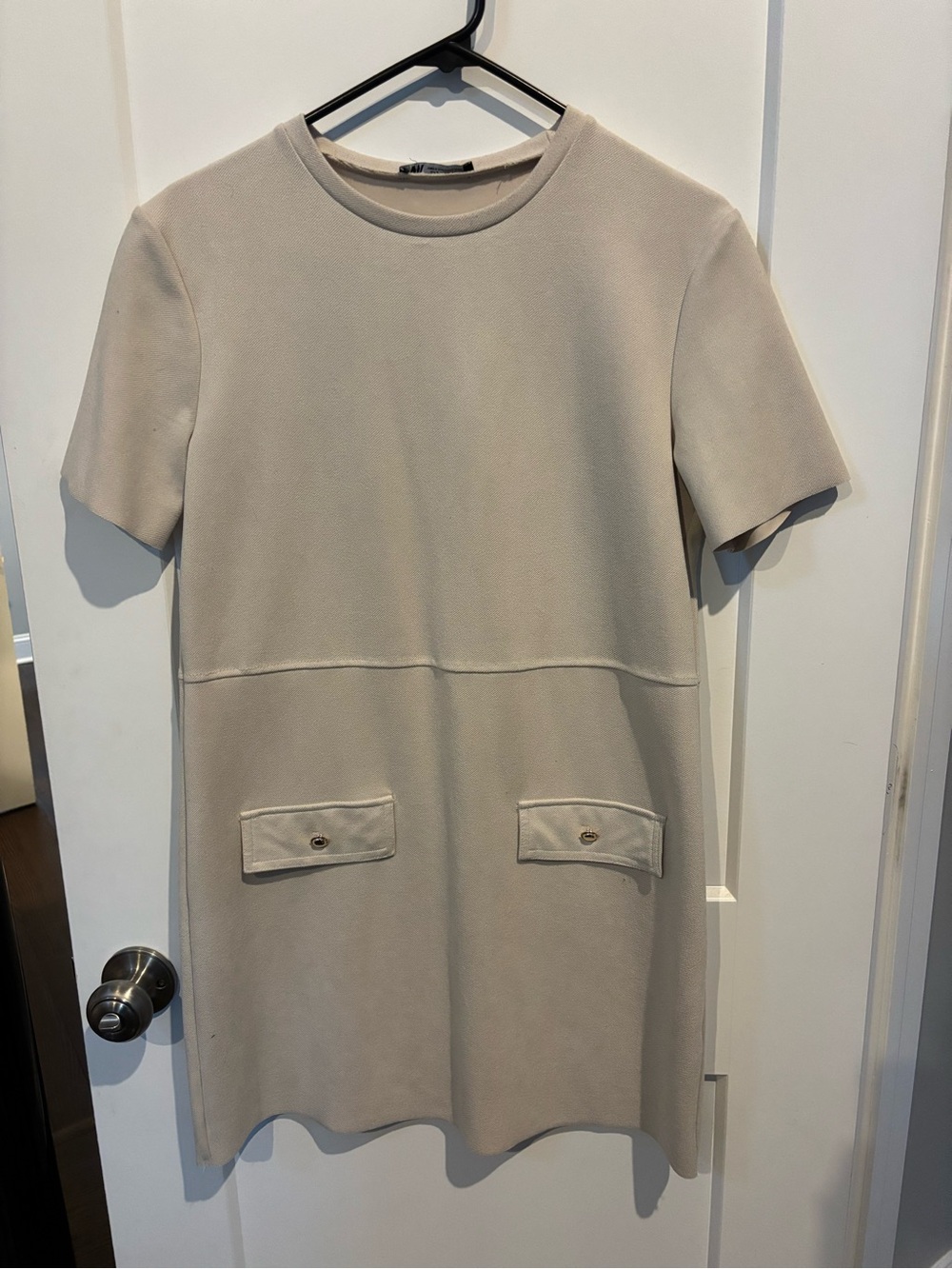 FREE SHIPPING Zara Cream Short Sleeve Mini Shift Dress